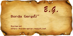 Borda Gergő névjegykártya